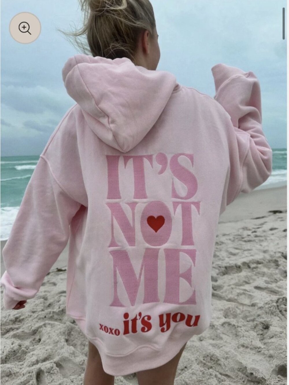 Pink Graphic Hoodie “It’s Not Me It’s You” Embroidered Oversized Cozy Fit SZ L